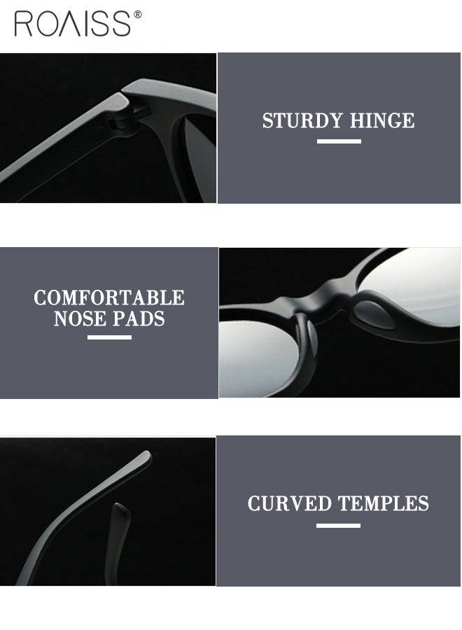 roaiss Round Polarized Sport Driving Sunglasses for Men , UV400 Protection Sun Glasses with TAC Lens, Fashion Anti-Glare Sun Shades for Men Driving, Fishing, Traveling, Black, 50mm - Image 2